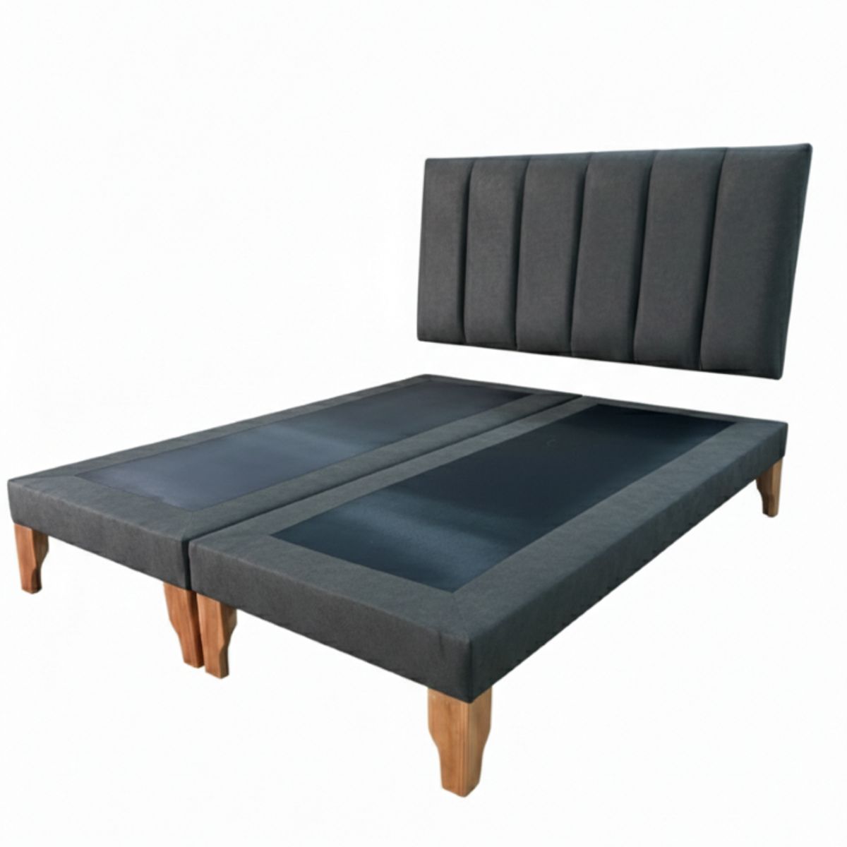 MUEBLES NEW - CAMA SUPER KING LINEAL GRIS OSCURO FELPA