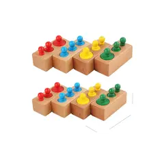 GENERICO - JUEGO DE CILINDROS MONTESSORI MADERA DE COLORES