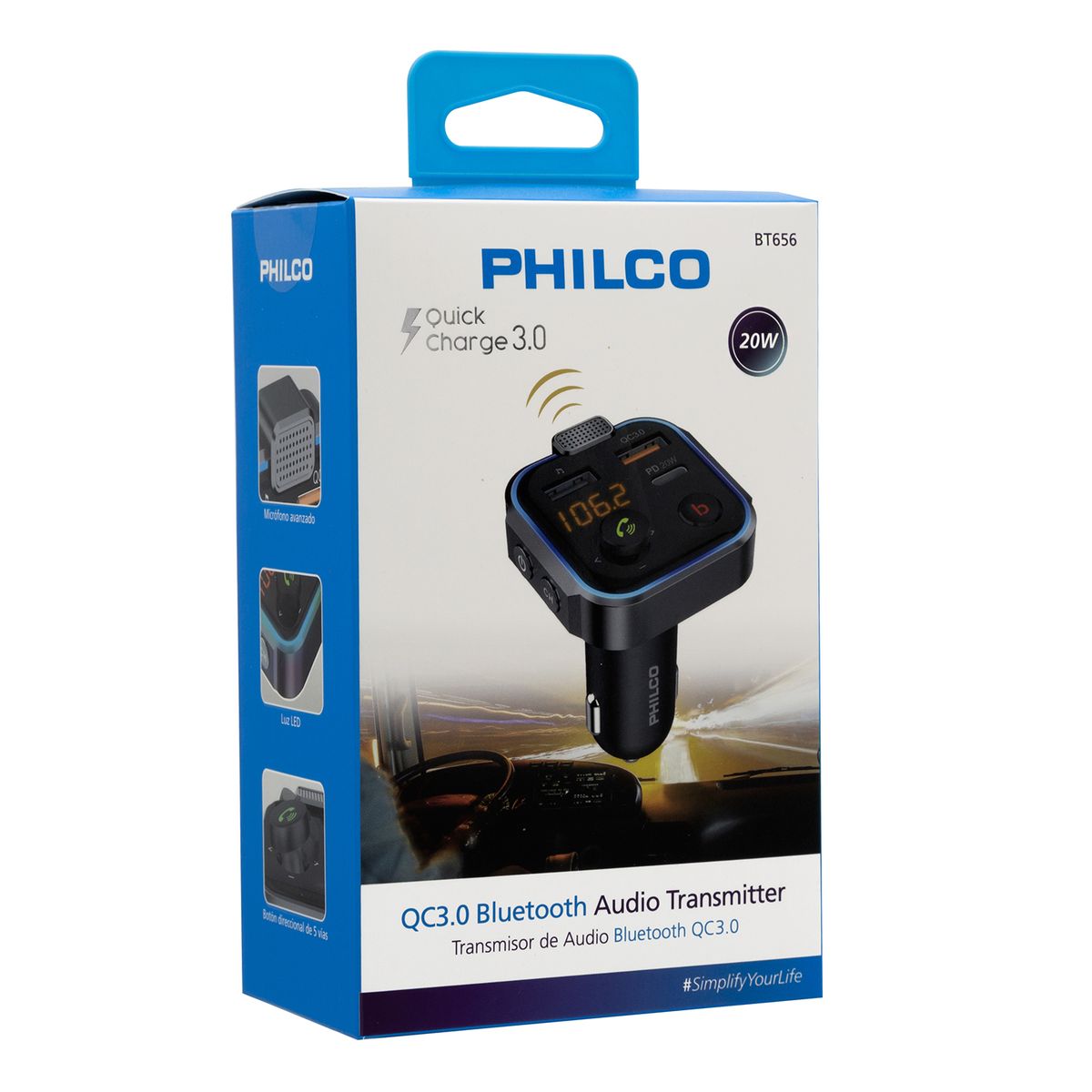 PHILCO - TRANSMISOR FM BT QC3.0+PD PHILCO