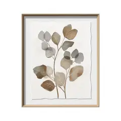 BROOKMAN - Cuadro Decorativo Las Hojas 2 Canvas HD Pintado a Mano Marco Natural 50x60 cm