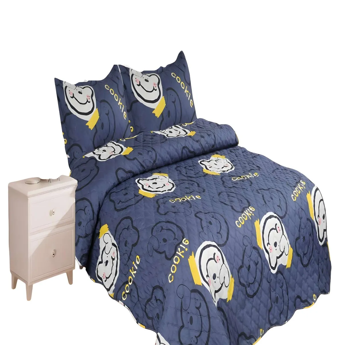 GENERICO - CUBRECAMA QUILT DE VERANO PLAZA Y MEDIA INFANTIL AZUL 05