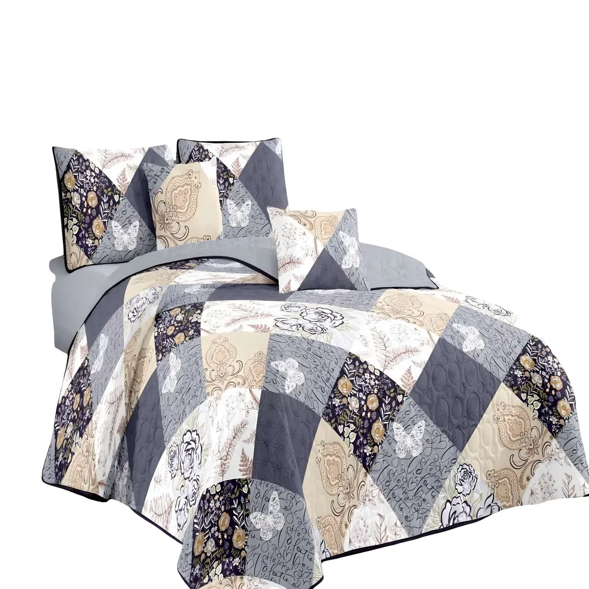 GENERICO - CUBRECAMA QUILT DE VERANO PLAZA Y MEDIA MULTICOLOR 05