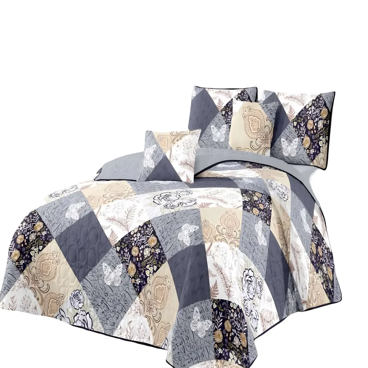 GENERICO - CUBRECAMA QUILT DE VERANO PLAZA Y MEDIA MULTICOLOR 05