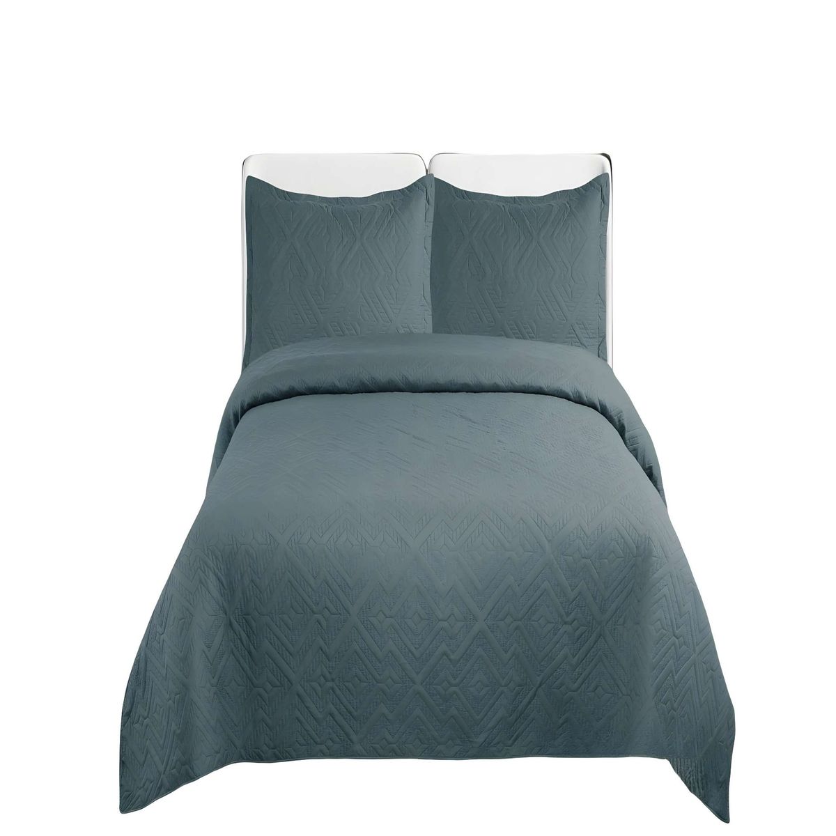 GENERICO - CUBRECAMA QUILT DE VERANO CON COLORES LISOS PLAZA Y MEDIA GRIS OSCURO