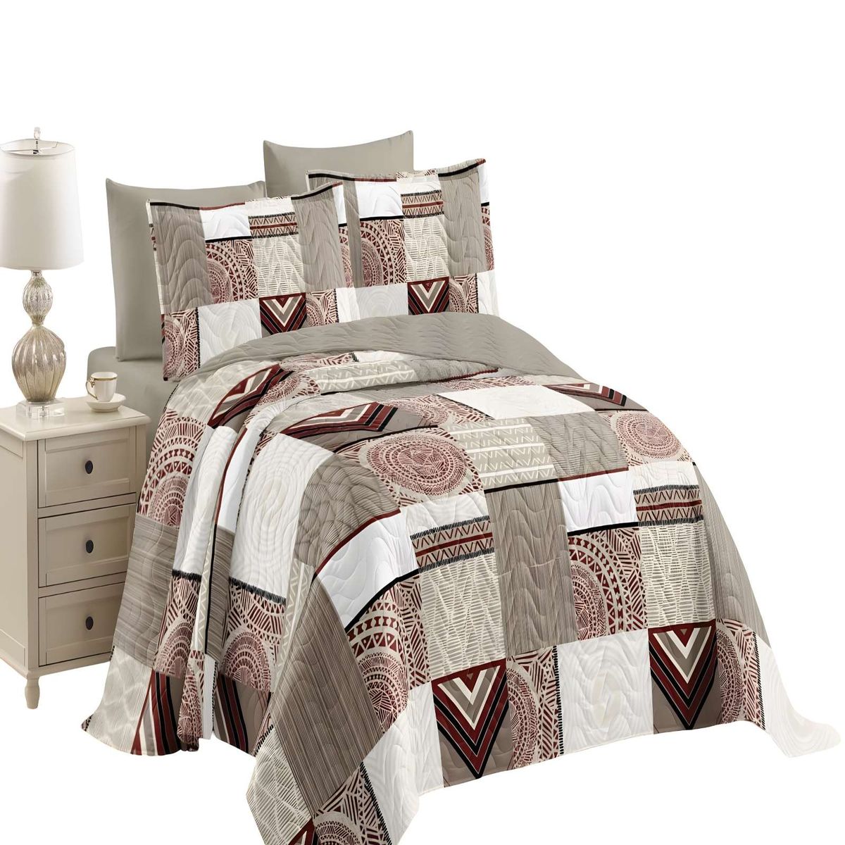 GENERICO - CUBRECAMA QUILT DE VERANO 2 PLAZAS MULTICOLOR 04