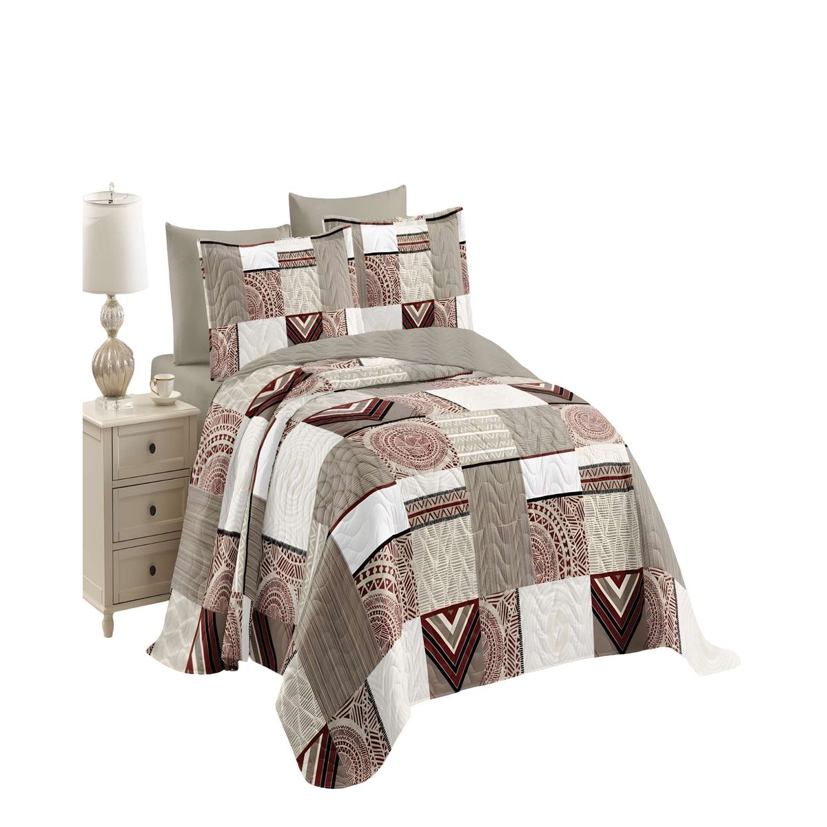GENERICO - CUBRECAMA QUILT DE VERANO 2 PLAZAS MULTICOLOR 04