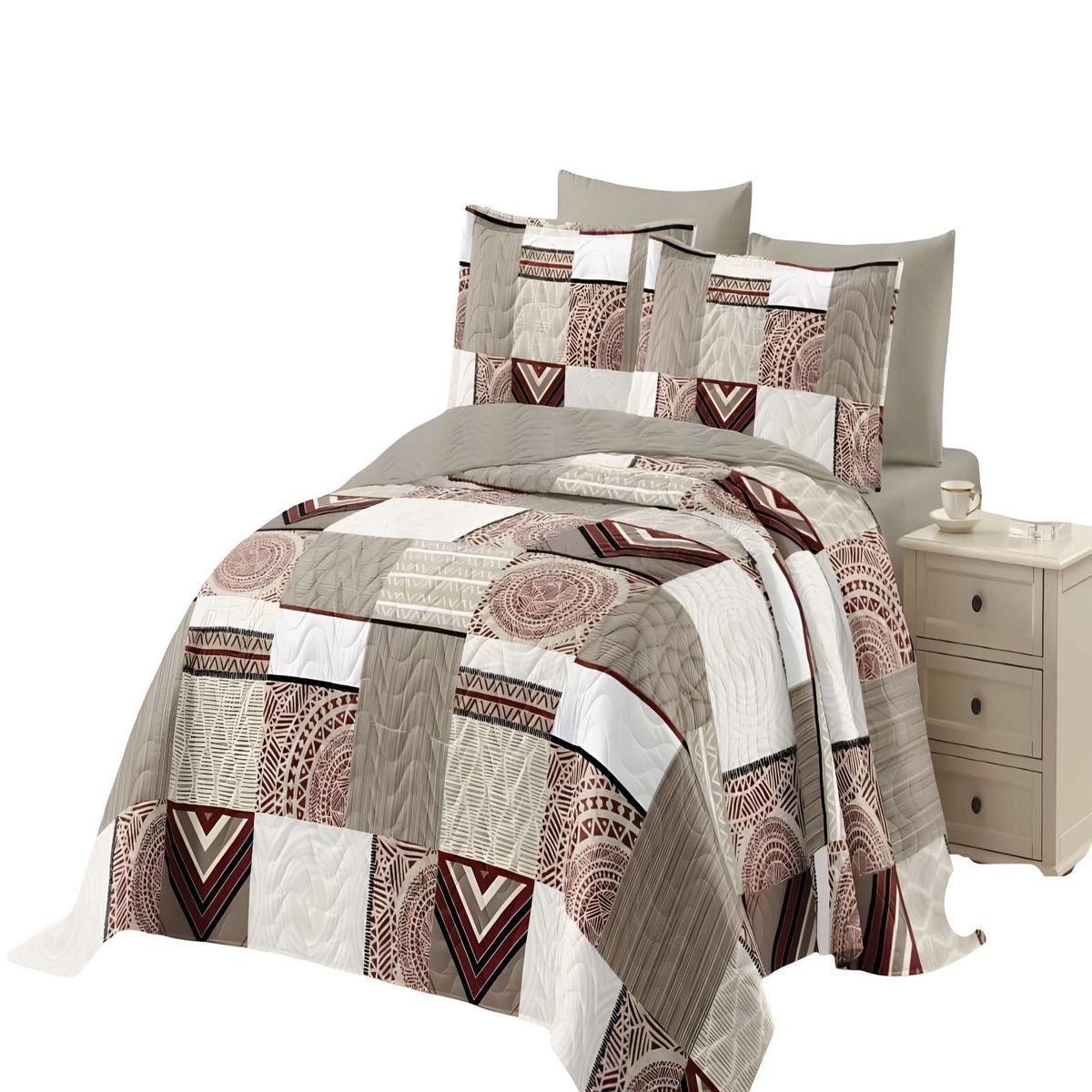 GENERICO - CUBRECAMA QUILT DE VERANO 2 PLAZAS MULTICOLOR 04