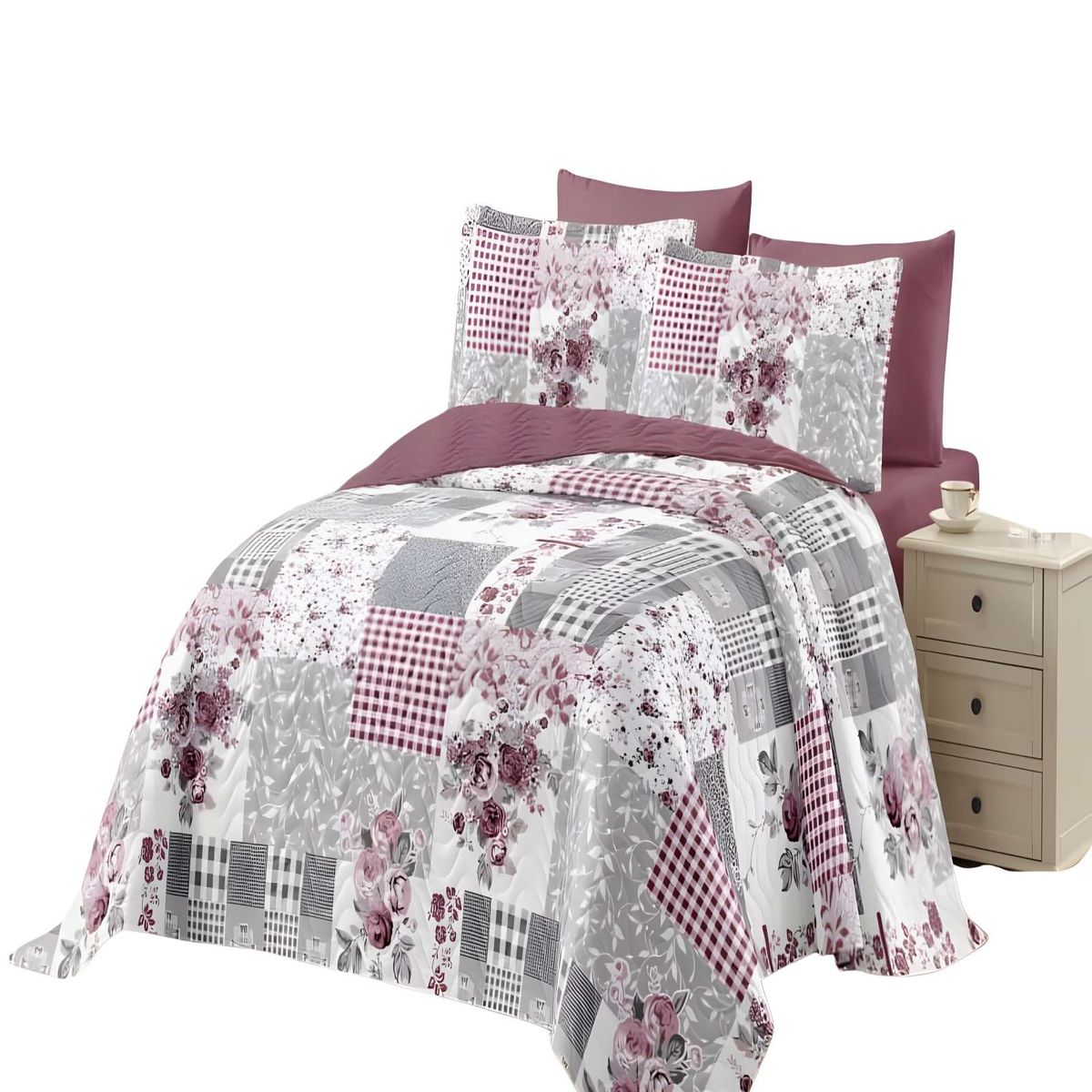 GENERICO - CUBRECAMA QUILT DE VERANO 2 PLAZAS MULTICOLOR 06
