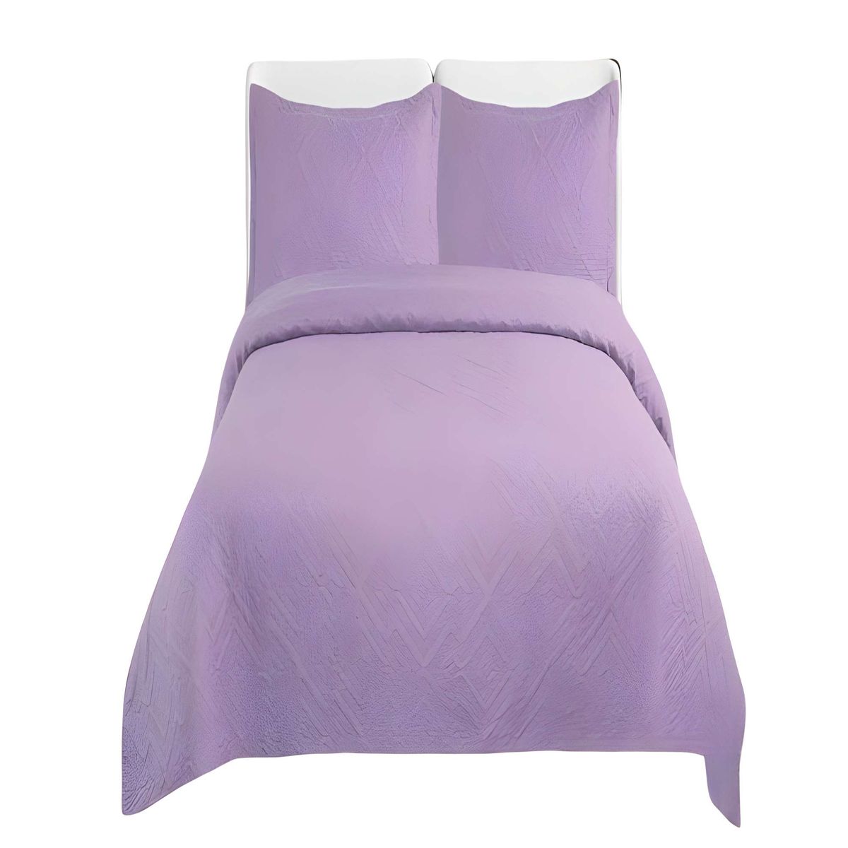 GENERICO - CUBRECAMA QUILT DE VERANO CON COLORES LISOS 2 PLAZAS LILA