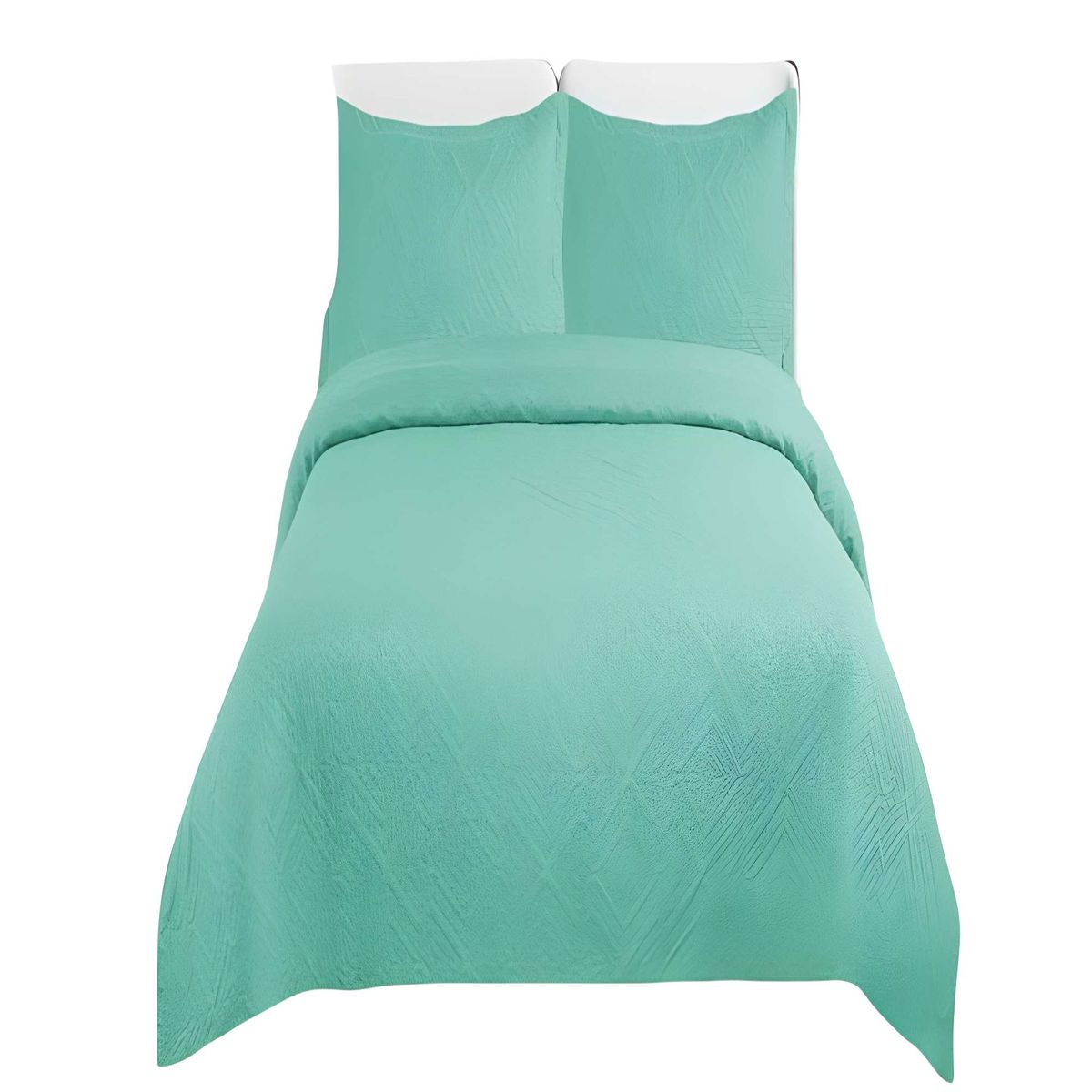 GENERICO - CUBRECAMA QUILT DE VERANO CON COLORES LISOS 2 PLAZAS TURQUESA