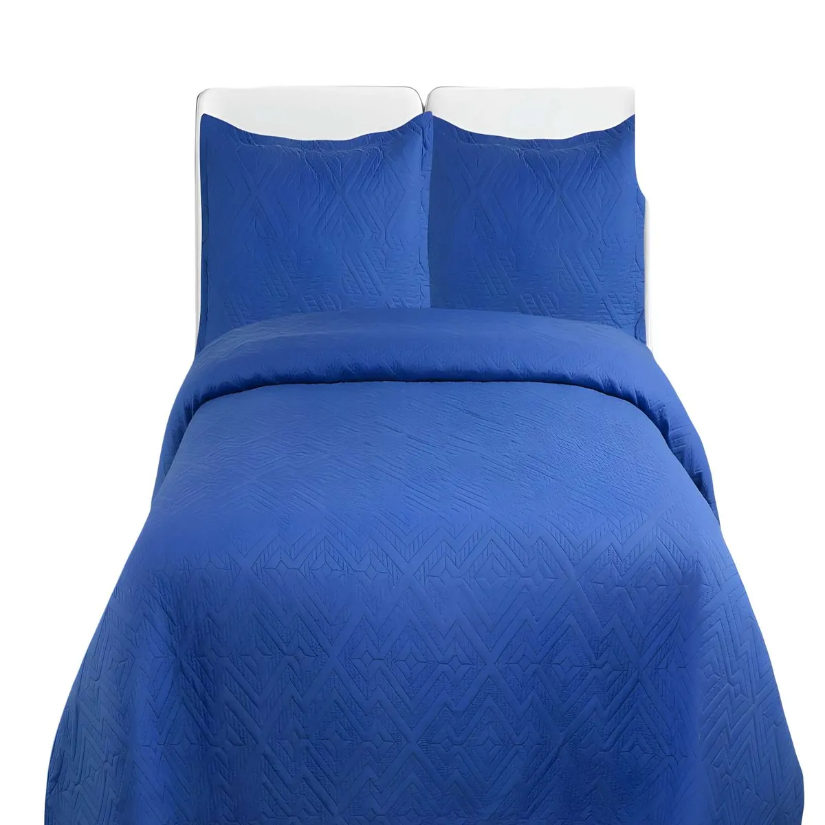 GENERICO - CUBRECAMA QUILT DE VERANO CON COLORES LISOS 2 PLAZAS AZUL MARINO