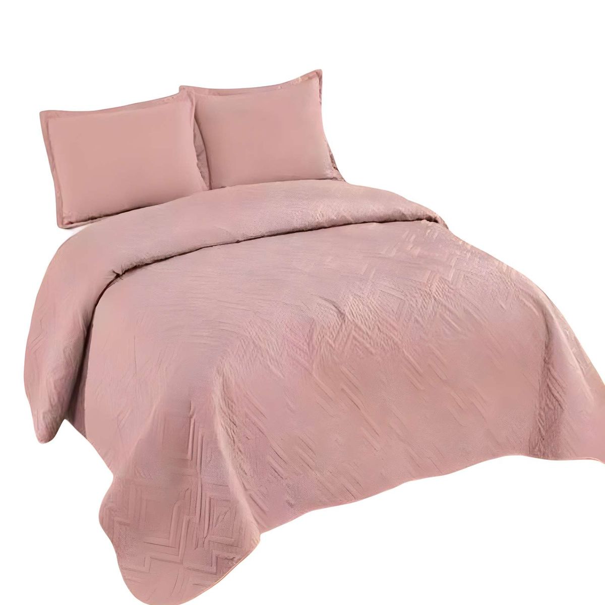 GENERICO - CUBRECAMA QUILT DE VERANO CON COLORES LISOS 2 PLAZAS ROSA