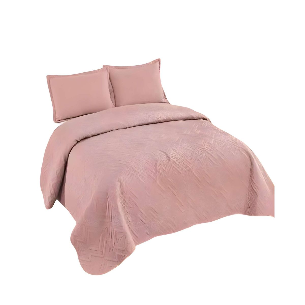 GENERICO - CUBRECAMA QUILT DE VERANO CON COLORES LISOS 2 PLAZAS ROSA