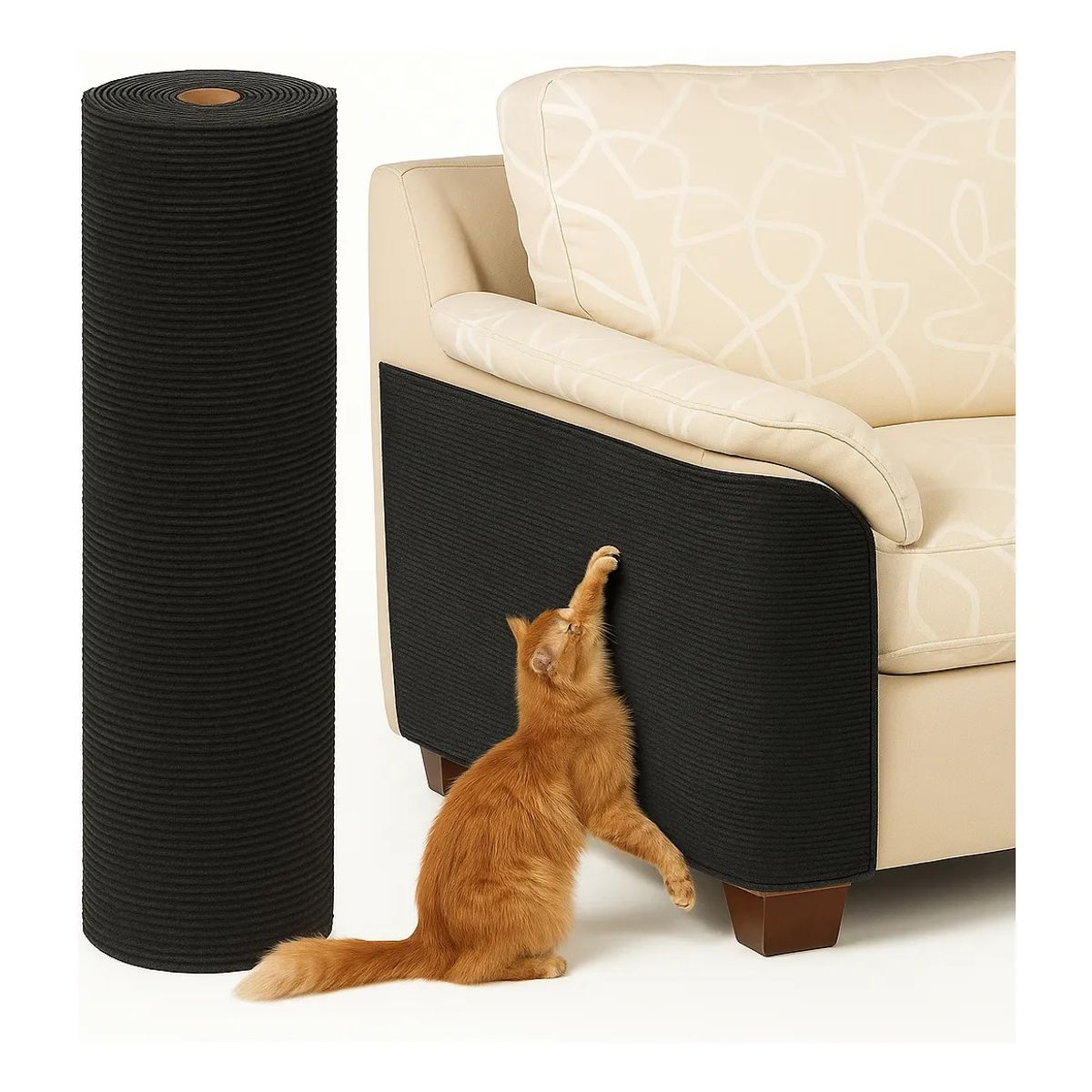 GENERICO - Protector Sillón Gato Tapete Rascador Antiarañazos 30x60cm Negro