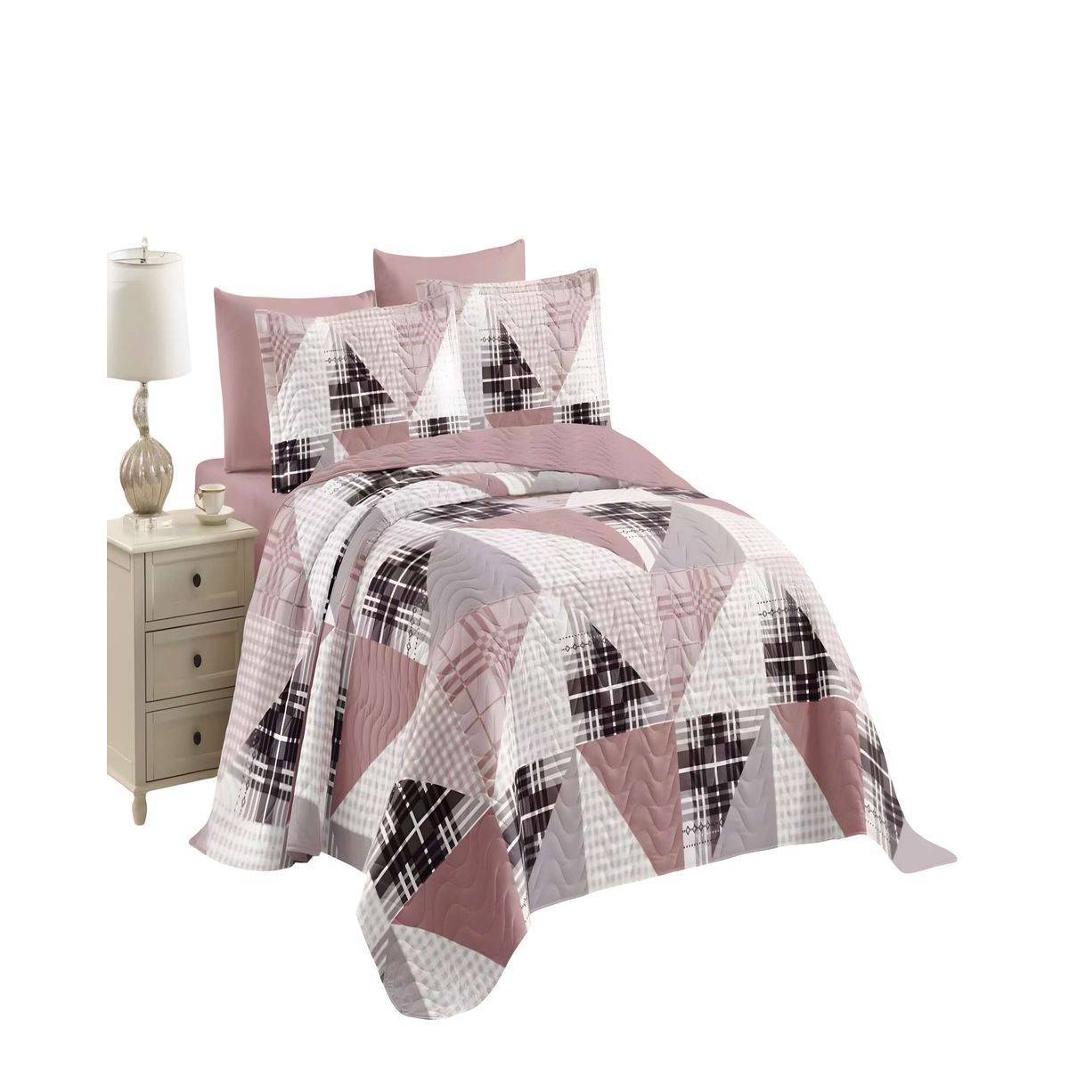 GENERICO - CUBRECAMA QUILT DE VERANO KING ROSA 02