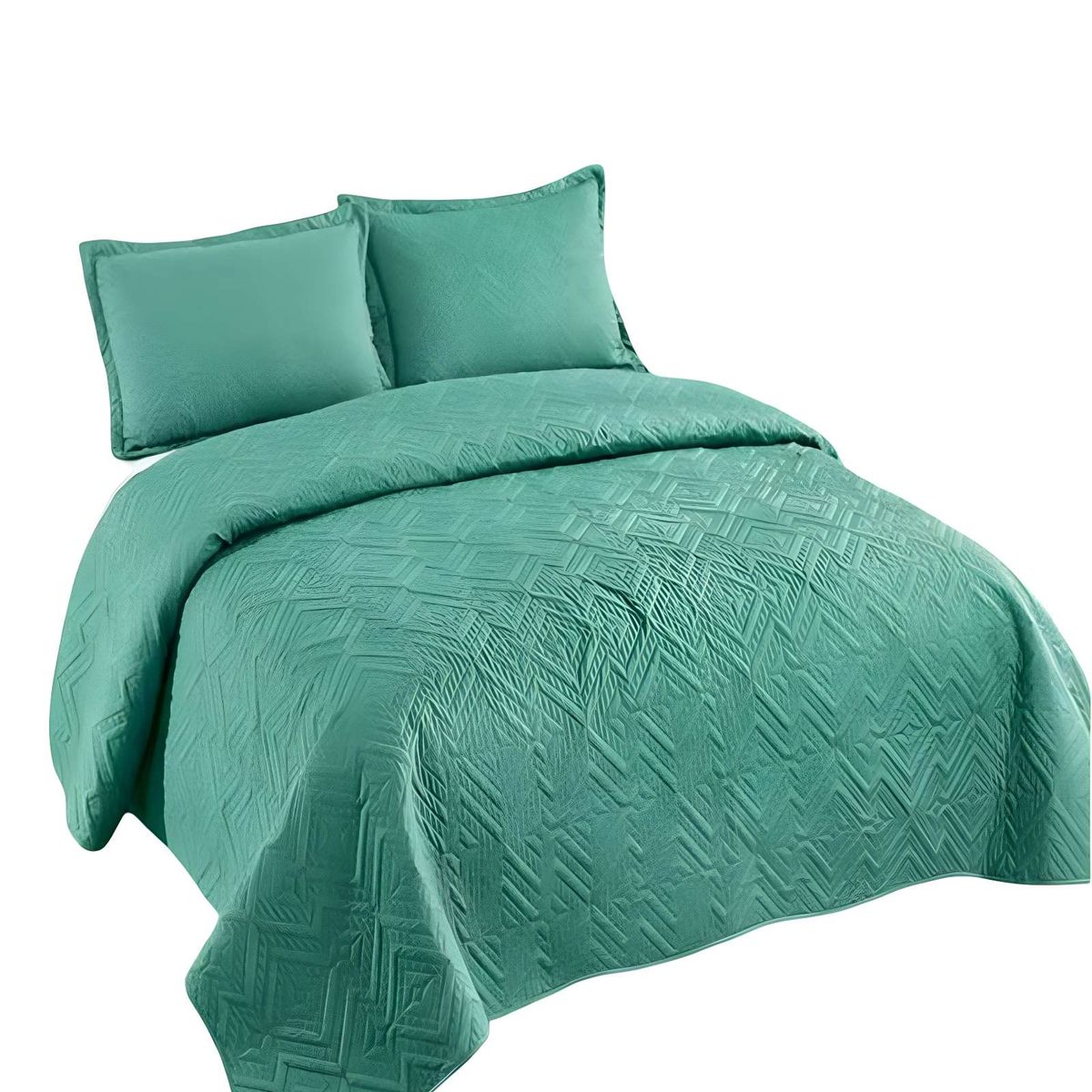 GENERICO - CUBRECAMA QUILT DE VERANO CON COLORES LISOS KING TURQUESA O