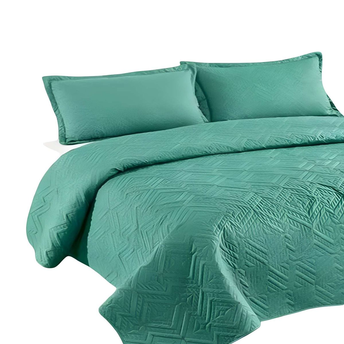 GENERICO - CUBRECAMA QUILT DE VERANO CON COLORES LISOS KING TURQUESA O