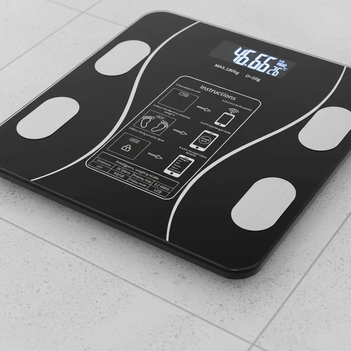 GENERICO - Bascula Inteligente Bluetooth Pantalla Led Mide Grasa Imc