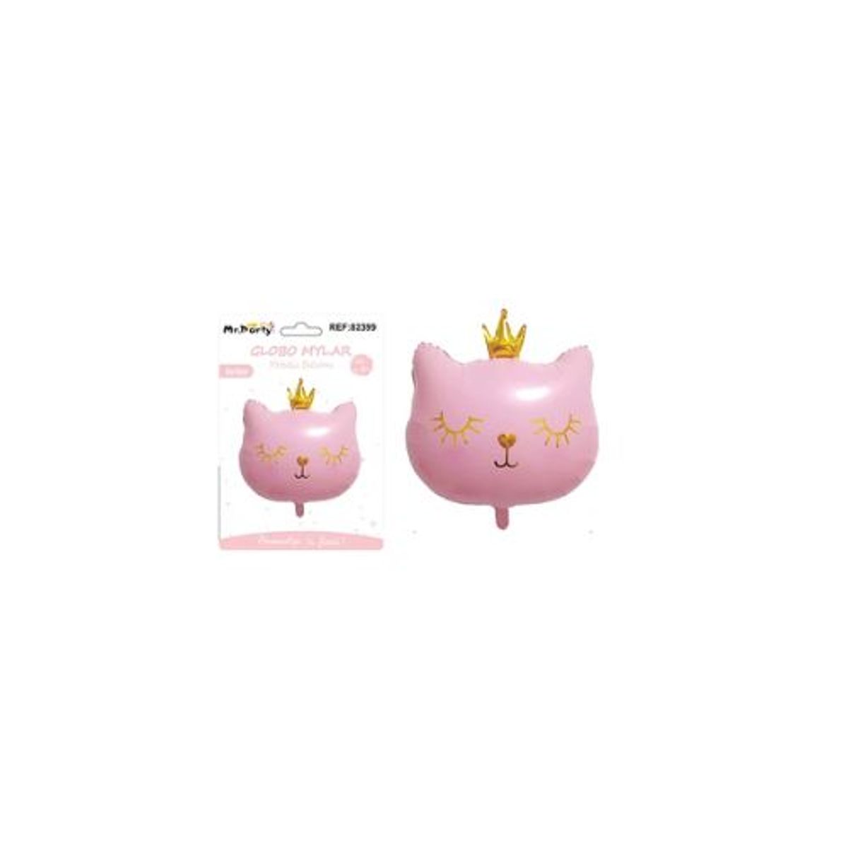 Globo metálico gato rosa con corona 65x76cm, marca GENERICO - Foto Principal