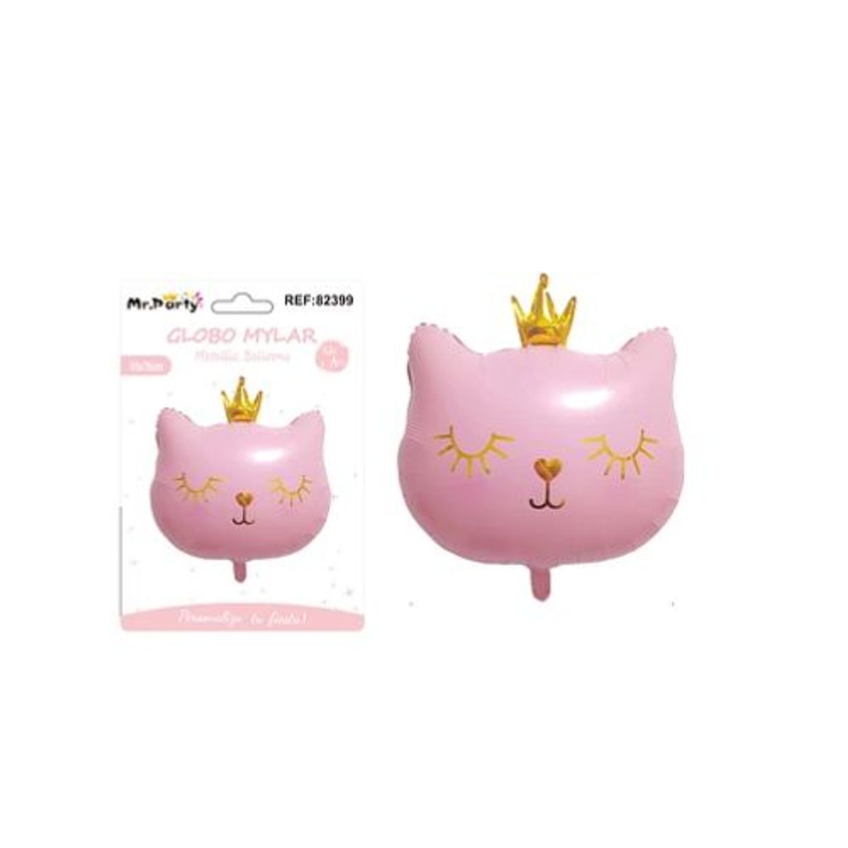 Globo metálico gato rosa con corona 65x76cm, marca GENERICO - Foto 2