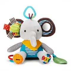 GENERICO - Juguete Peluche Animales Sensorial Con Mordedor Y Sonajero Color Gris Diseño Elefante BELUG