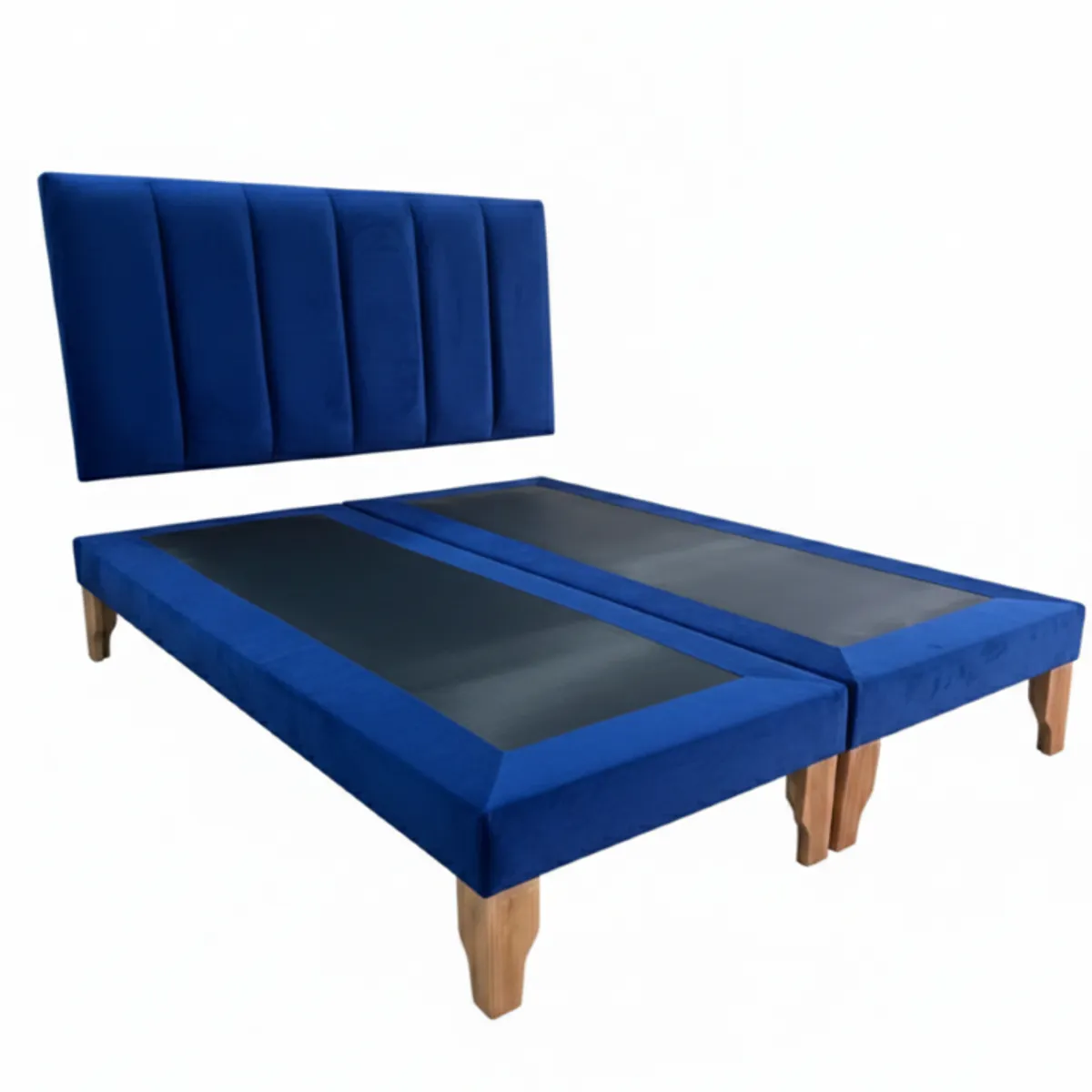MUEBLES NEW - CAMA SUPER KING LINEAL AZUL FELPA
