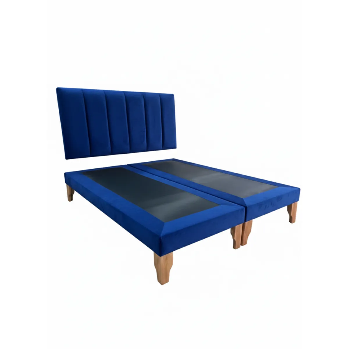 MUEBLES NEW - CAMA SUPER KING LINEAL AZUL FELPA