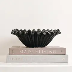 SANTU HOME & DECO - Fuente estilo Frutero Cerámica Shell Negro