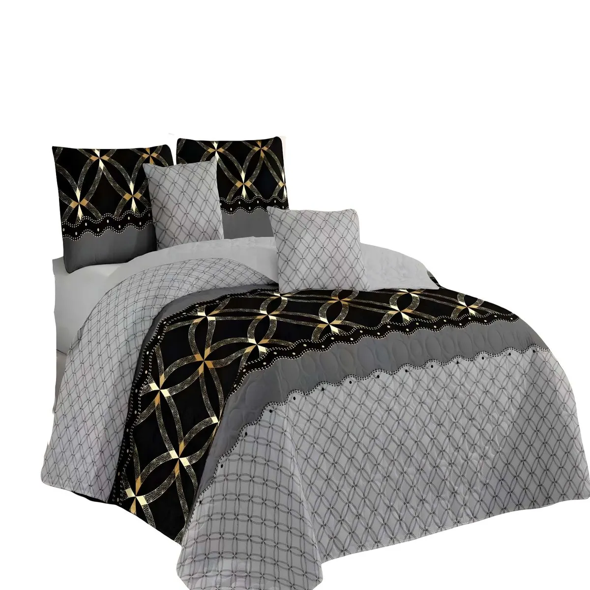 GENERICO - QUILT CUBRECAMA DE VERANO PLAZA Y MEDIA GRIS 01