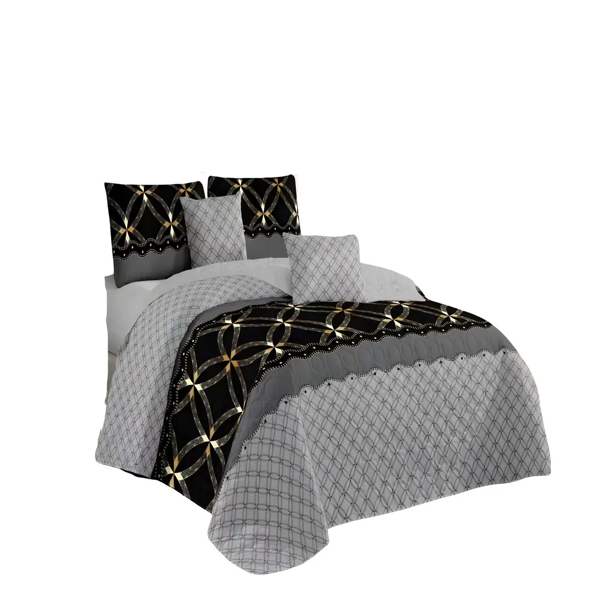 GENERICO - QUILT CUBRECAMA DE VERANO PLAZA Y MEDIA GRIS 01