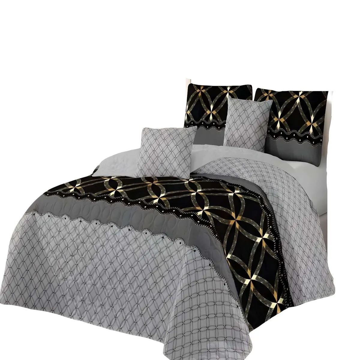 GENERICO - QUILT CUBRECAMA DE VERANO PLAZA Y MEDIA GRIS 01