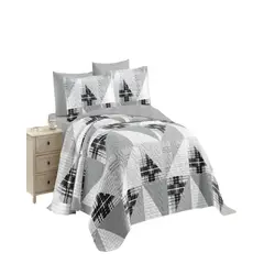 GENERICO - QUILT CUBRECAMA DE VERANO PLAZA Y MEDIA GRIS 02