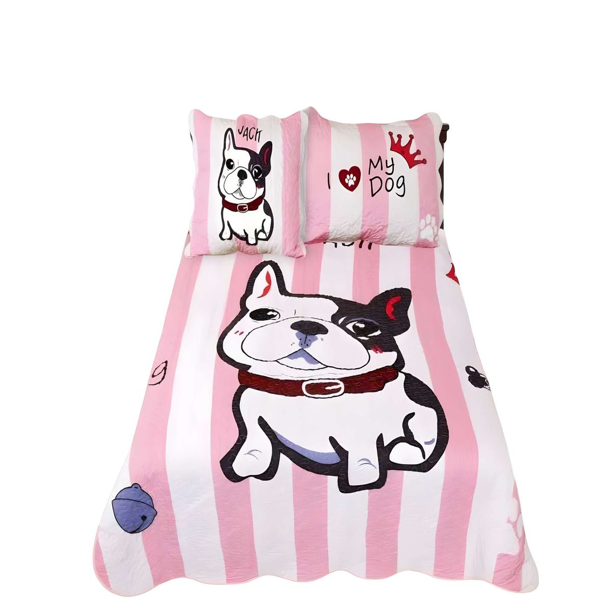 GENERICO - QUILT CUBRECAMA DE VERANO PLAZA Y MEDIA INFANTIL ROSA 03