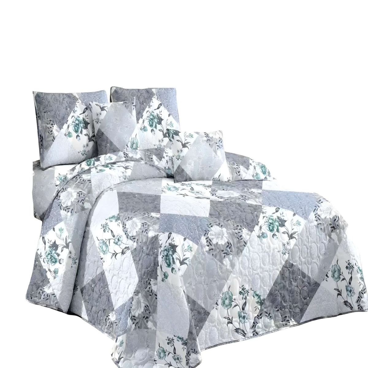 GENERICO - QUILT CUBRECAMA DE VERANO PLAZA Y MEDIA GRIS 03