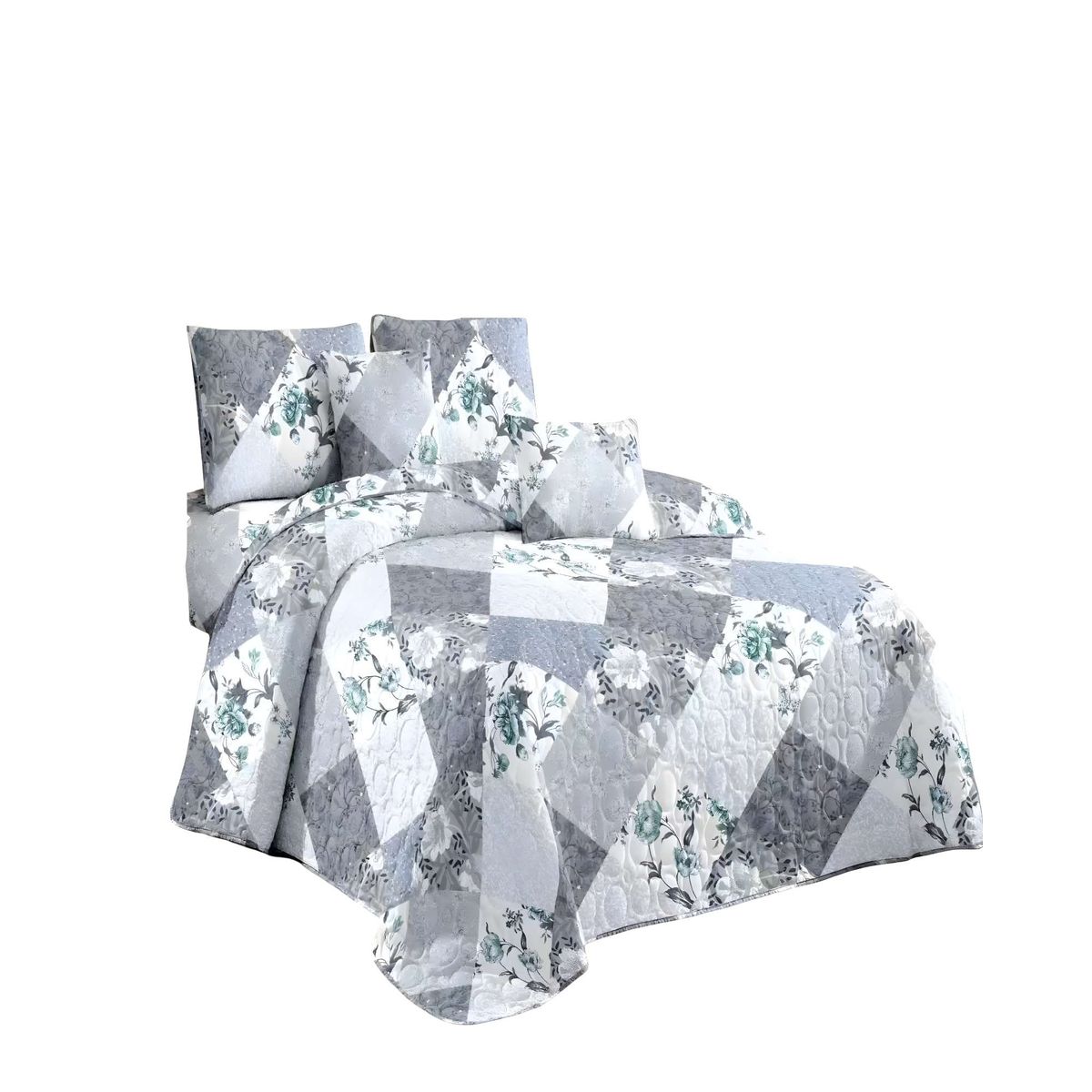 GENERICO - QUILT CUBRECAMA DE VERANO PLAZA Y MEDIA GRIS 03