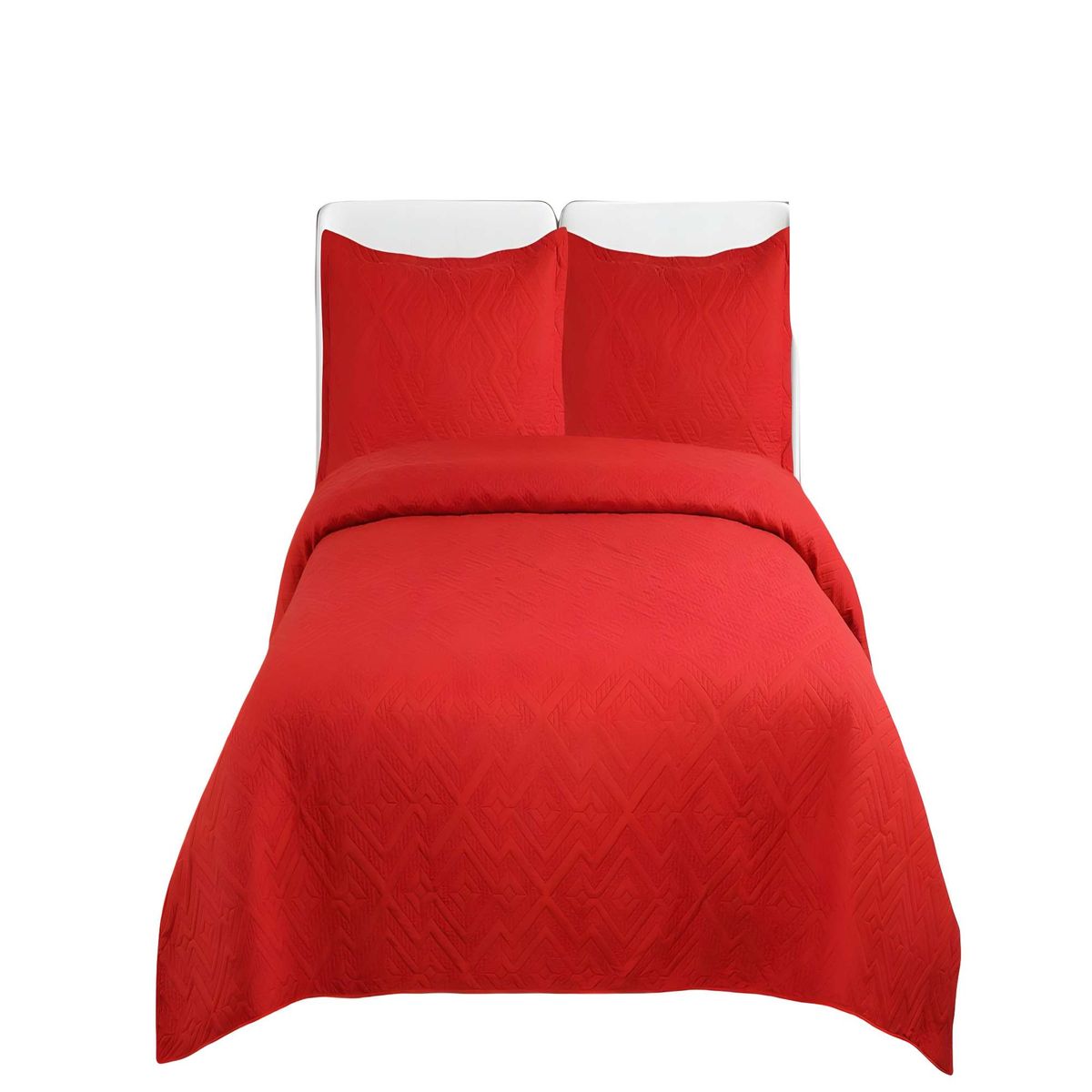 GENERICO - QUILT CUBRECAMA DE VERANO CON COLORES LISOS PLAZA Y MEDIA ROJO