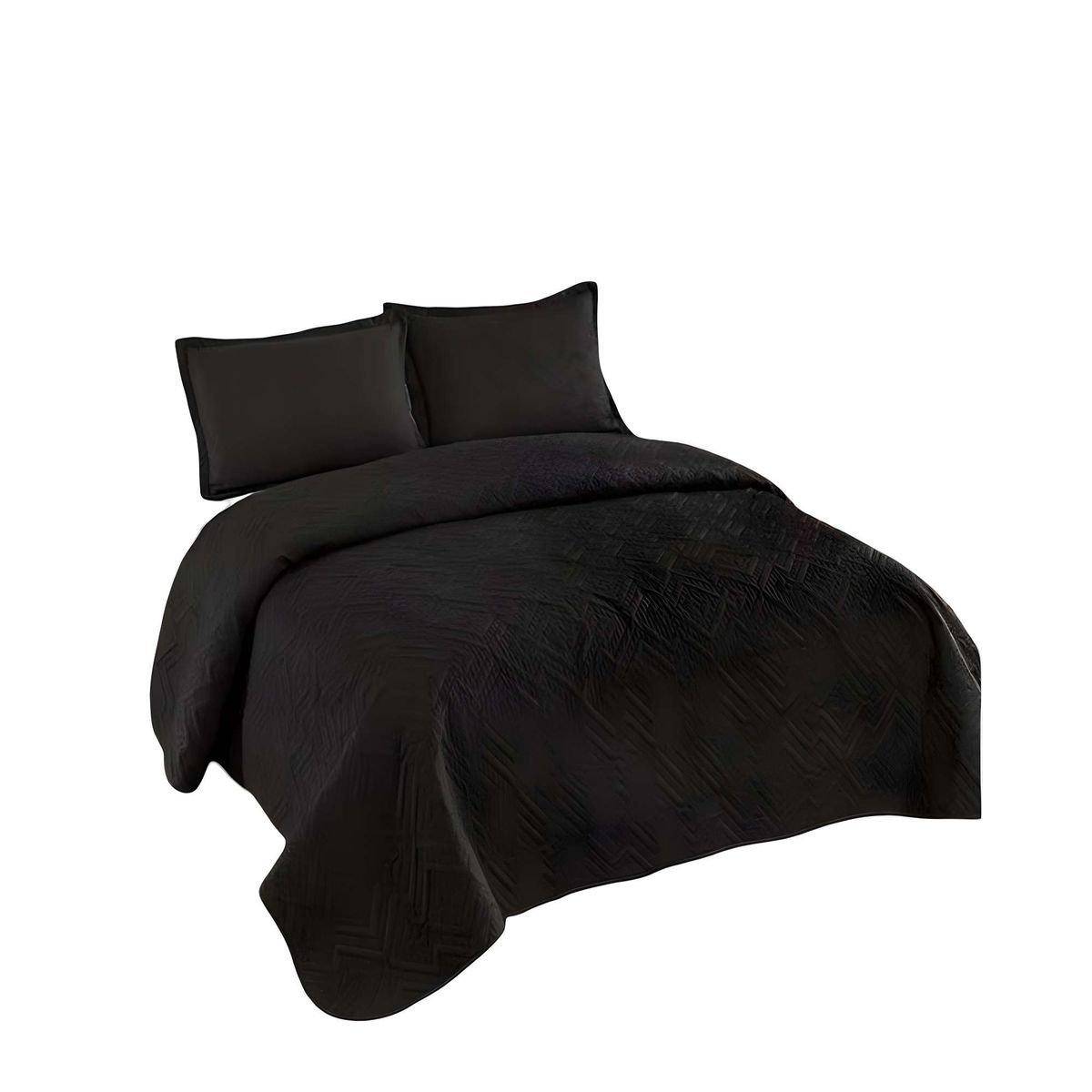 GENERICO - QUILT CUBRECAMA DE VERANO CON COLORES LISOS PLAZA Y MEDIA NEGRO