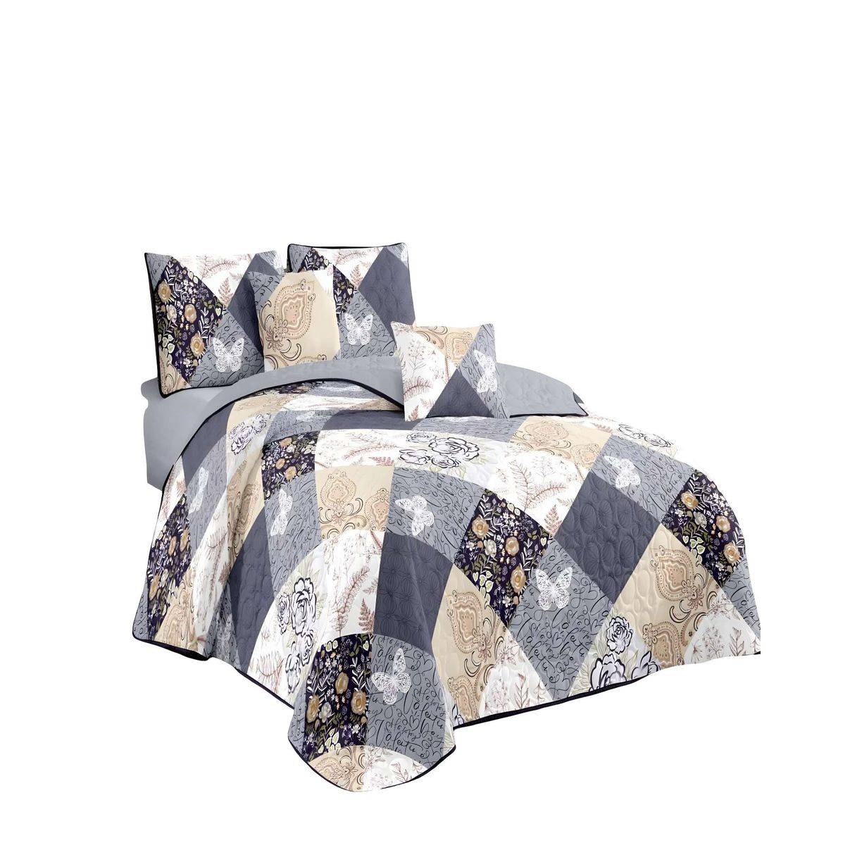 GENERICO - QUILT CUBRECAMA DE VERANO 2 PLAZAS MULTICOLOR 07