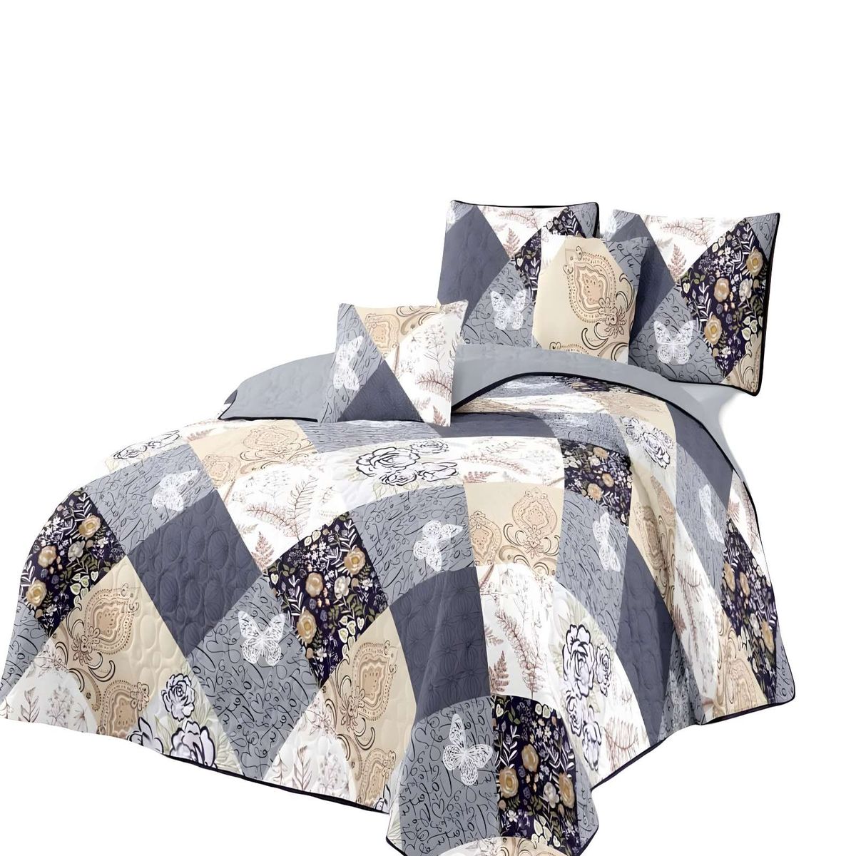 GENERICO - QUILT CUBRECAMA DE VERANO 2 PLAZAS MULTICOLOR 07