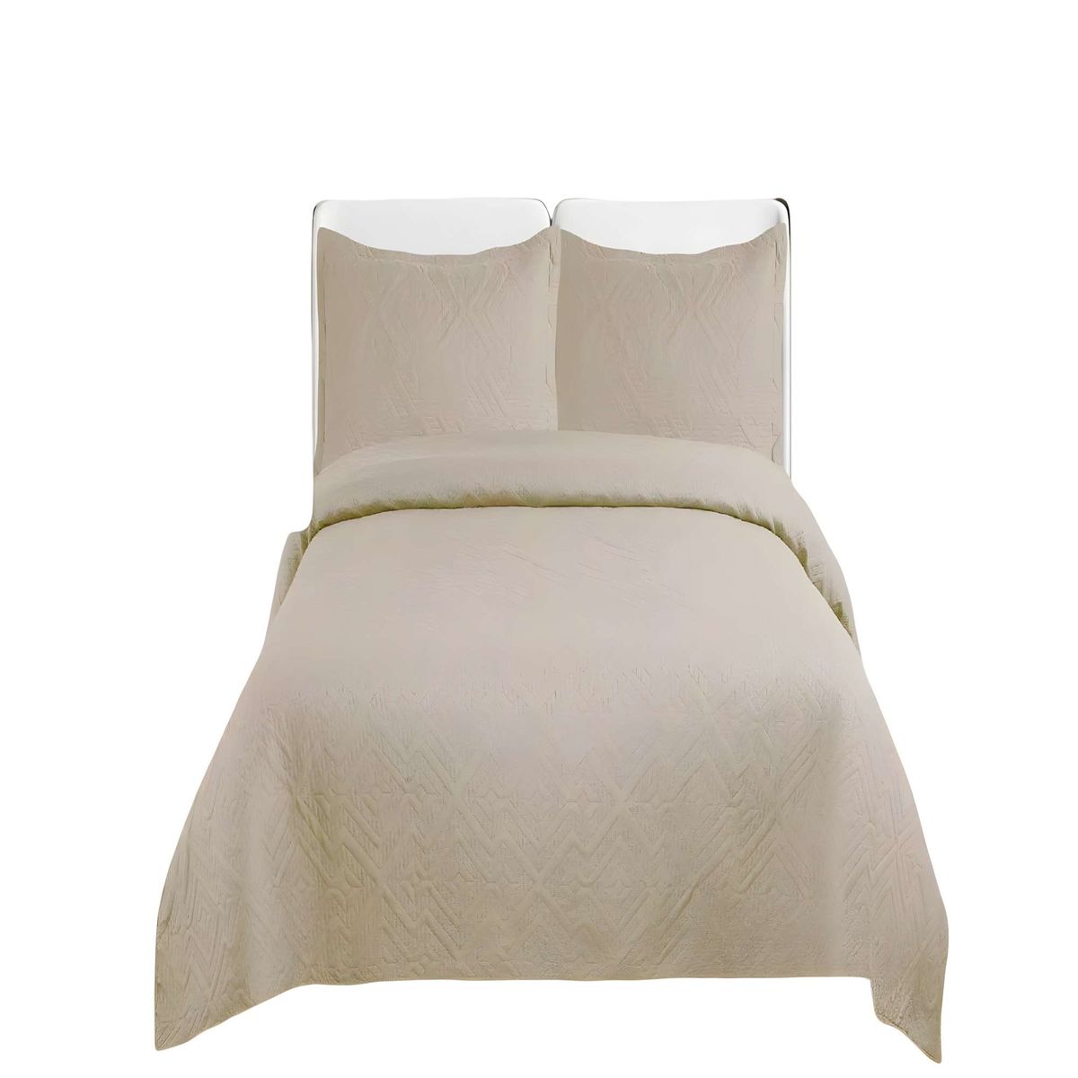 GENERICO - QUILT CUBRECAMA DE VERANO CON COLORES LISOS 2 PLAZAS CAFÉ