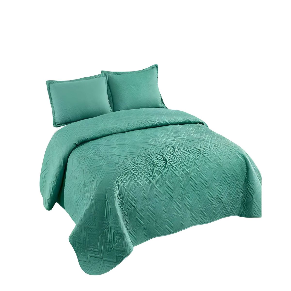 GENERICO - QUILT CUBRECAMA DE VERANO CON COLORES LISOS 2 PLAZAS TURQUESA O