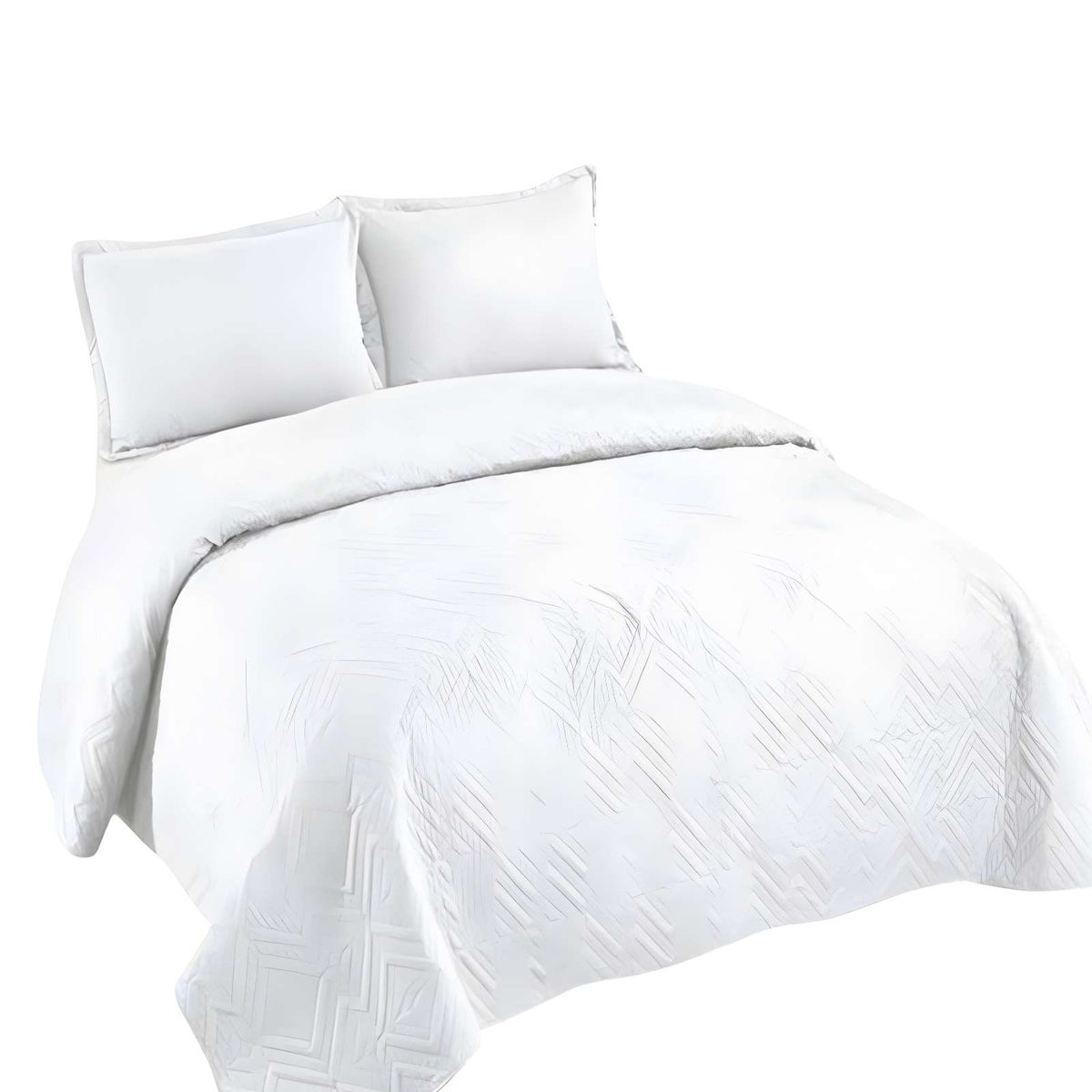 GENERICO - QUILT CUBRECAMA DE VERANO CON COLORES LISOS 2 PLAZAS BLANCO