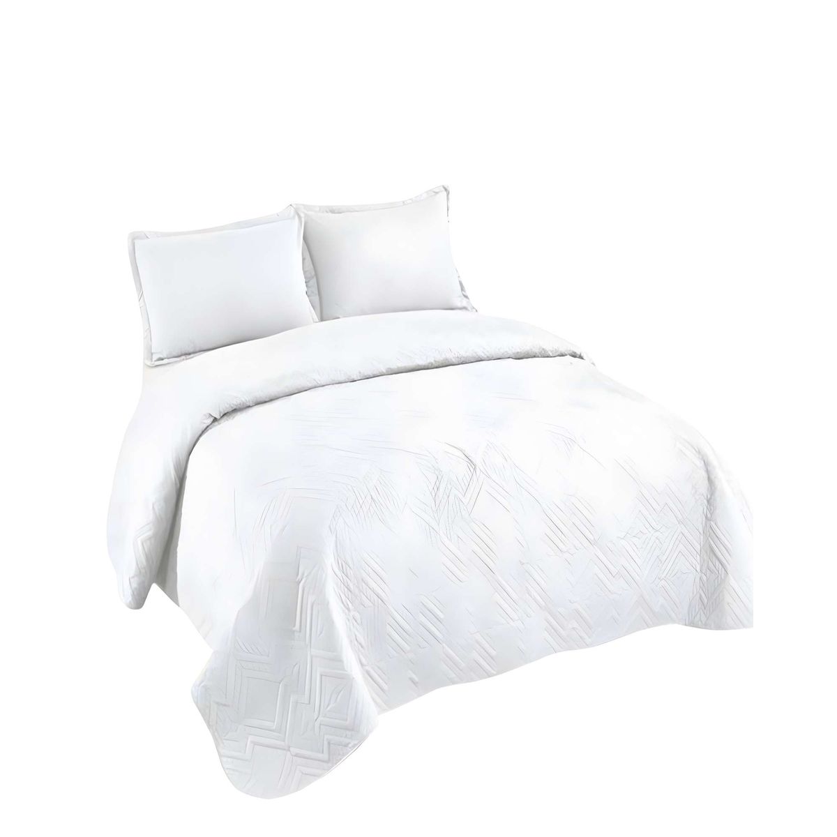 GENERICO - QUILT CUBRECAMA DE VERANO CON COLORES LISOS 2 PLAZAS BLANCO