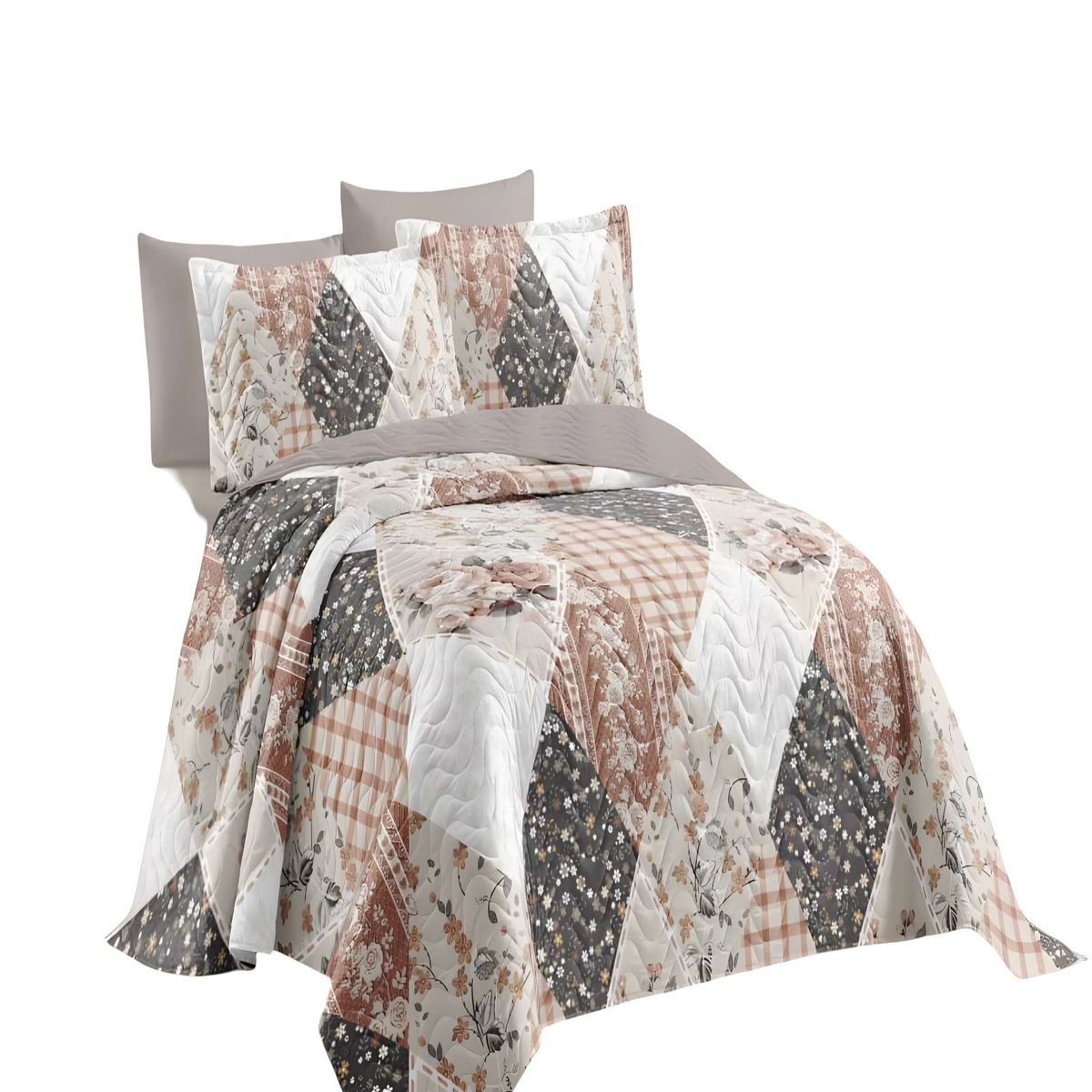 GENERICO - QUILT CUBRECAMA DE VERANO KING MULTICOLOR 03