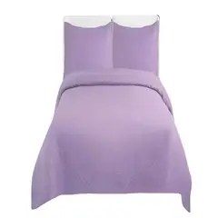 GENERICO - QUILT CUBRECAMA DE VERANO CON COLORES LISOS KING LILA