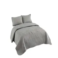 GENERICO - QUILT CUBRECAMA DE VERANO CON COLORES LISOS KING GRIS