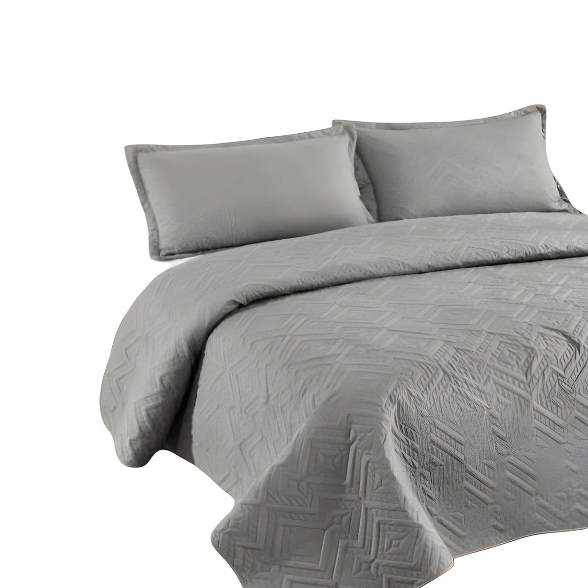 GENERICO - QUILT CUBRECAMA DE VERANO CON COLORES LISOS KING GRIS