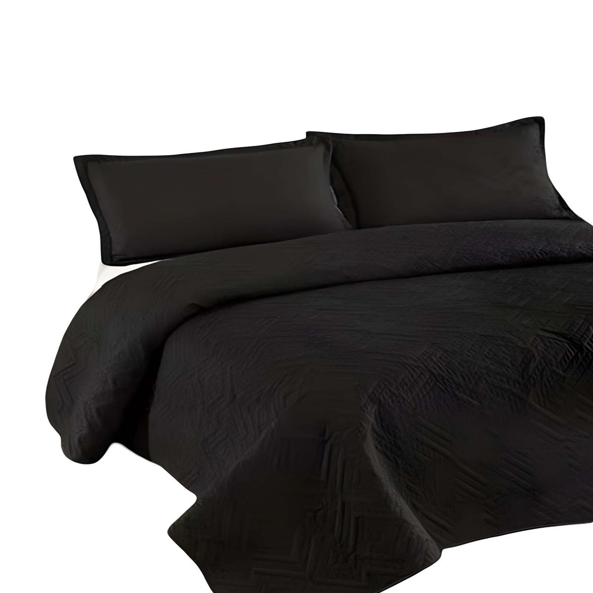 GENERICO - QUILT CUBRECAMA DE VERANO CON COLORES LISOS KING NEGRO