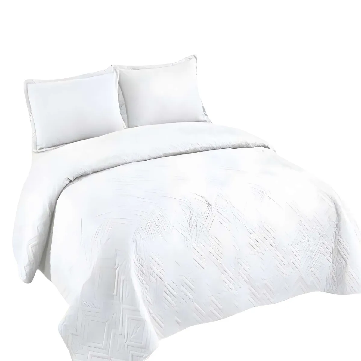 GENERICO - QUILT CUBRECAMA DE VERANO CON COLORES LISOS KING BLANCO