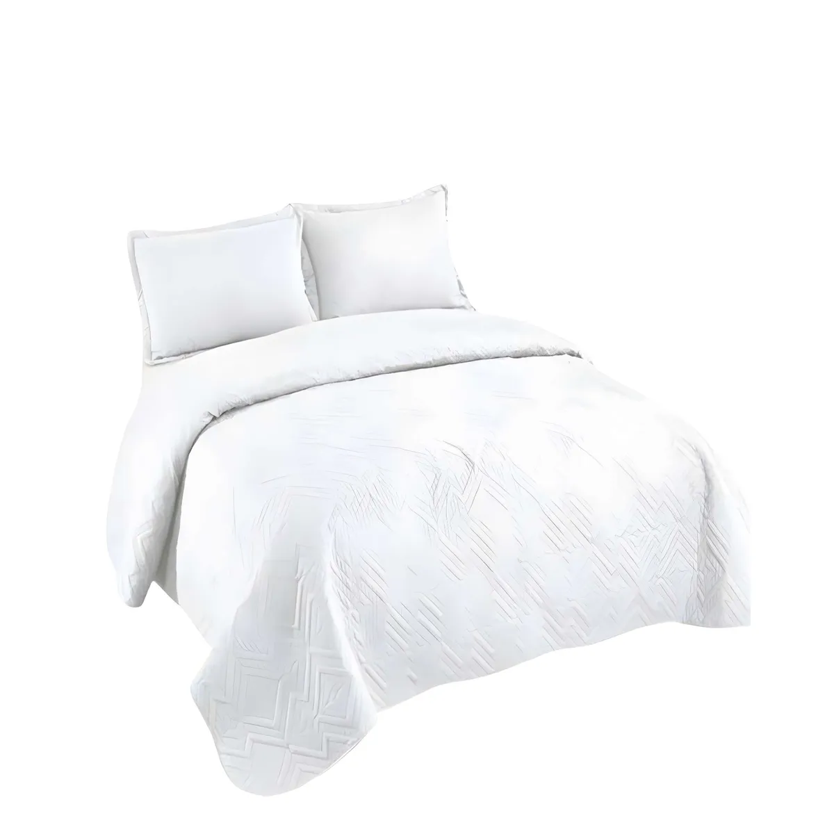 GENERICO - QUILT CUBRECAMA DE VERANO CON COLORES LISOS KING BLANCO